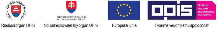 Loga riadiacich orgánov: Riadiaci orgán OPIS, Sprostredkovateľský orgán OPIS, Európska únia, Tvoríme vedomostnú spoločnosť